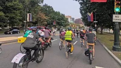Philly cyclists ride through the city to call for concrete protection on Spruce and Pine streets