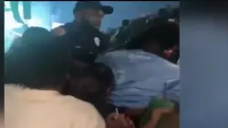 Several officers fall down several rows of seats during arrest of man inside Kaseya Center concert